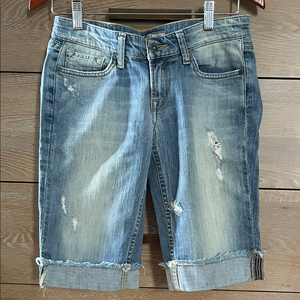 LUCKY BRAND Casual Distressed Denim  Bermuda Shorts